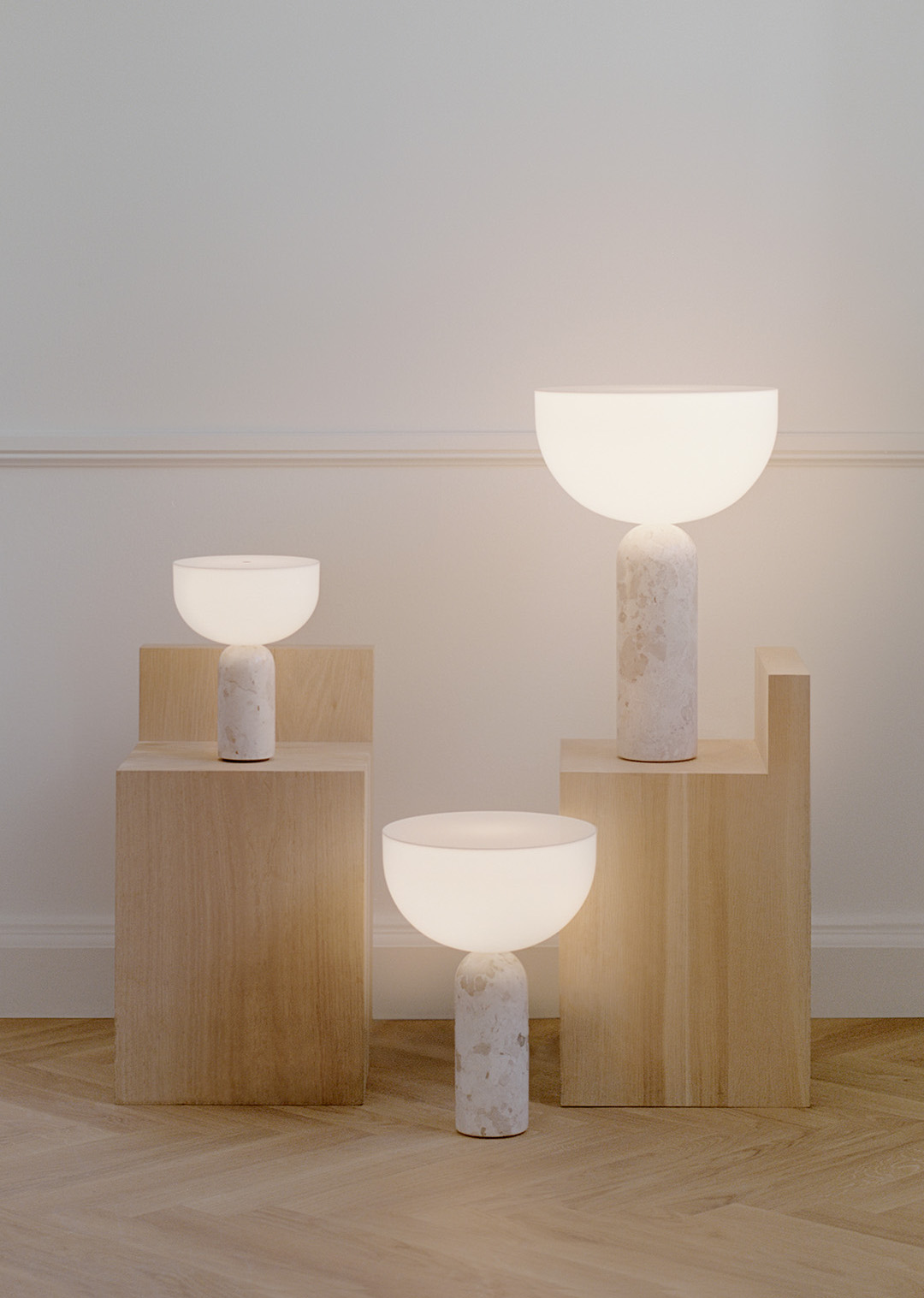 Kizu Portable Table Lamp, Kunis Breccia with White Acrylic