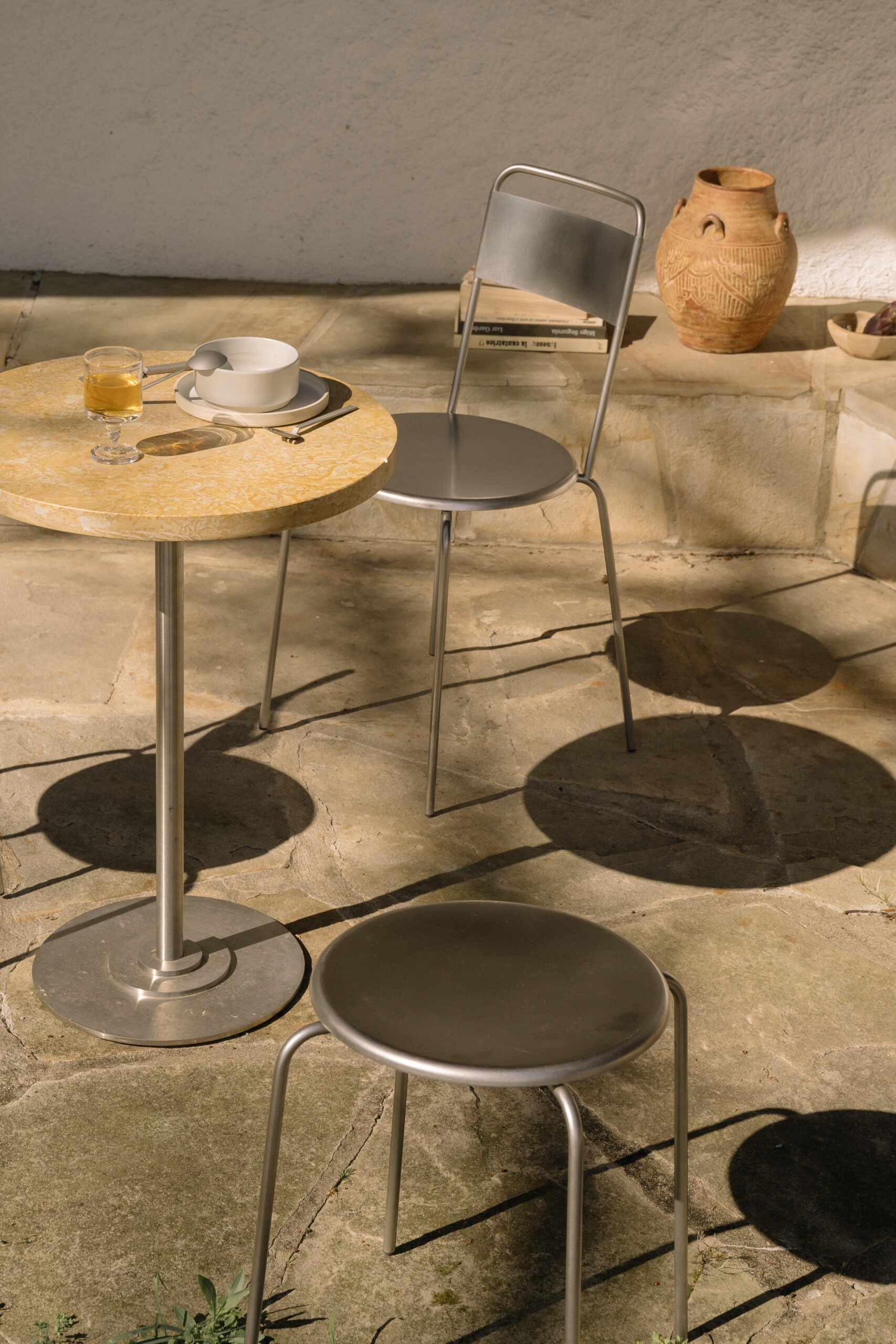 Petit Rond Stool, Stainless Steel