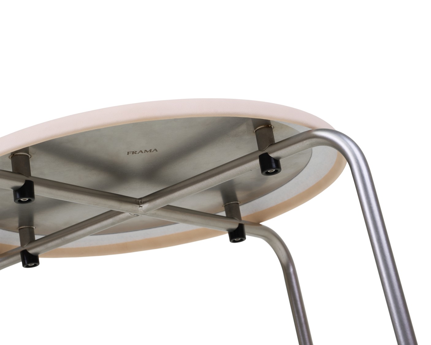 Petit Rond Stool, Stainless Steel/ Natural Leather