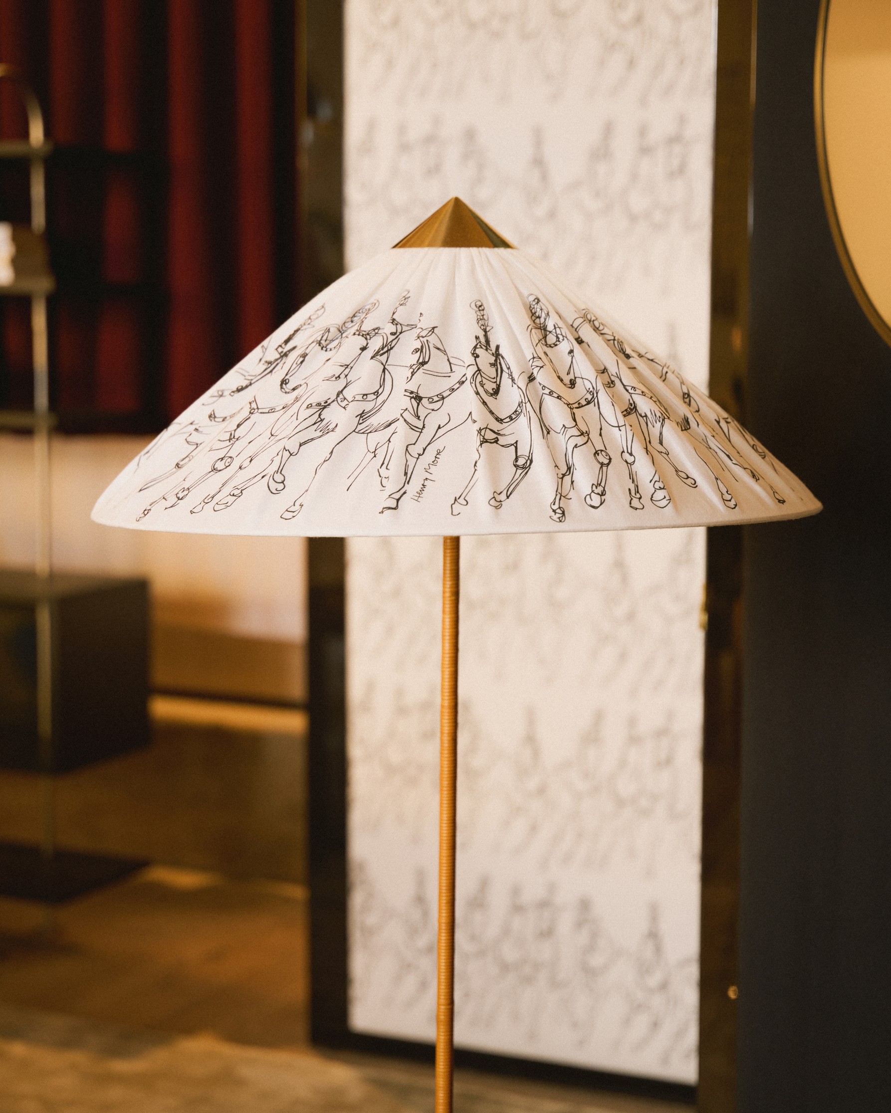 9602 Floor Lamp, EU, Lamp Base: Brass, Lamp Shade: Henry Moore