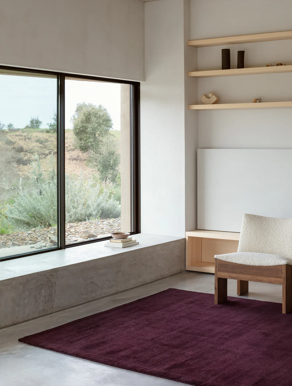 Karma Wool Rug, Dark Burgundy