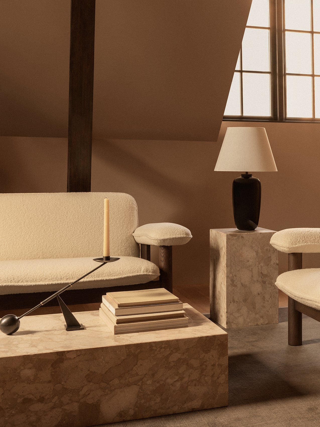 Interconnect Candle Holder, Bronzed Brass (W42.5, W70)