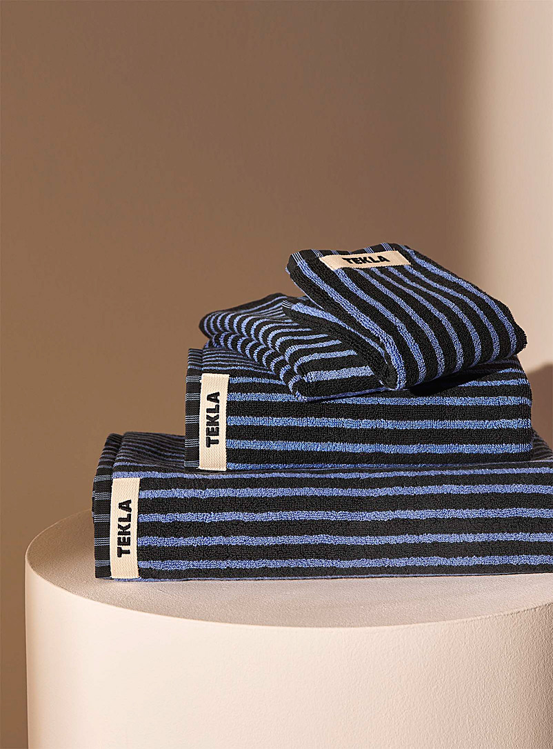 Terry Towel – Blue and Black Stripes