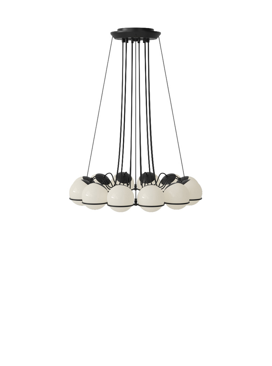 Model 2109/12 Pendant, 12 Opaline Spheres (14cm Diameter)