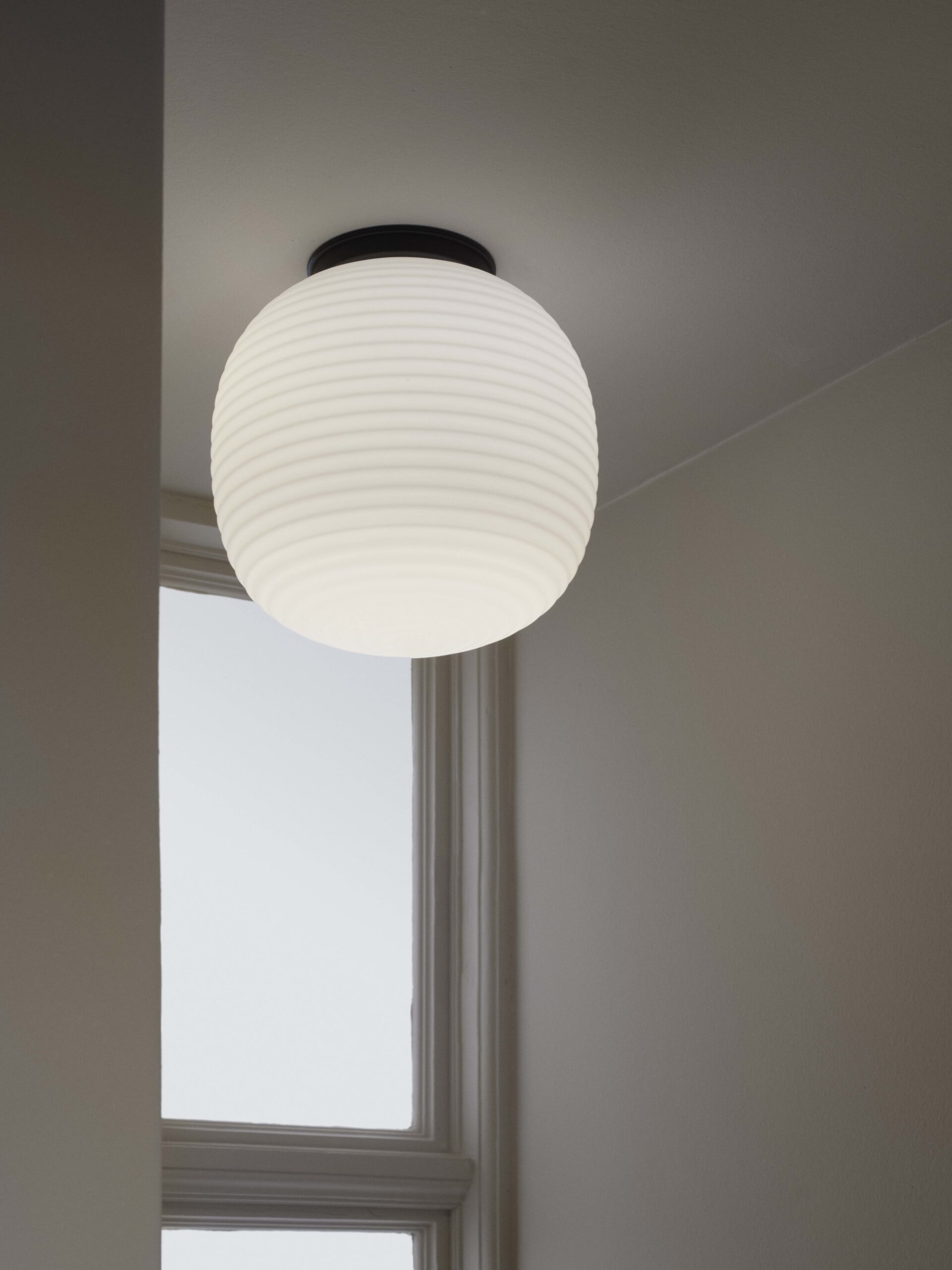 Lantern Ceiling Lamp, Frosted White Opal Glass