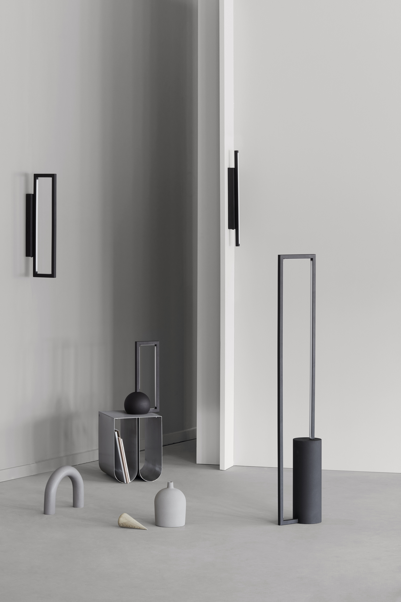 Curved Side Table, Stainless Steel