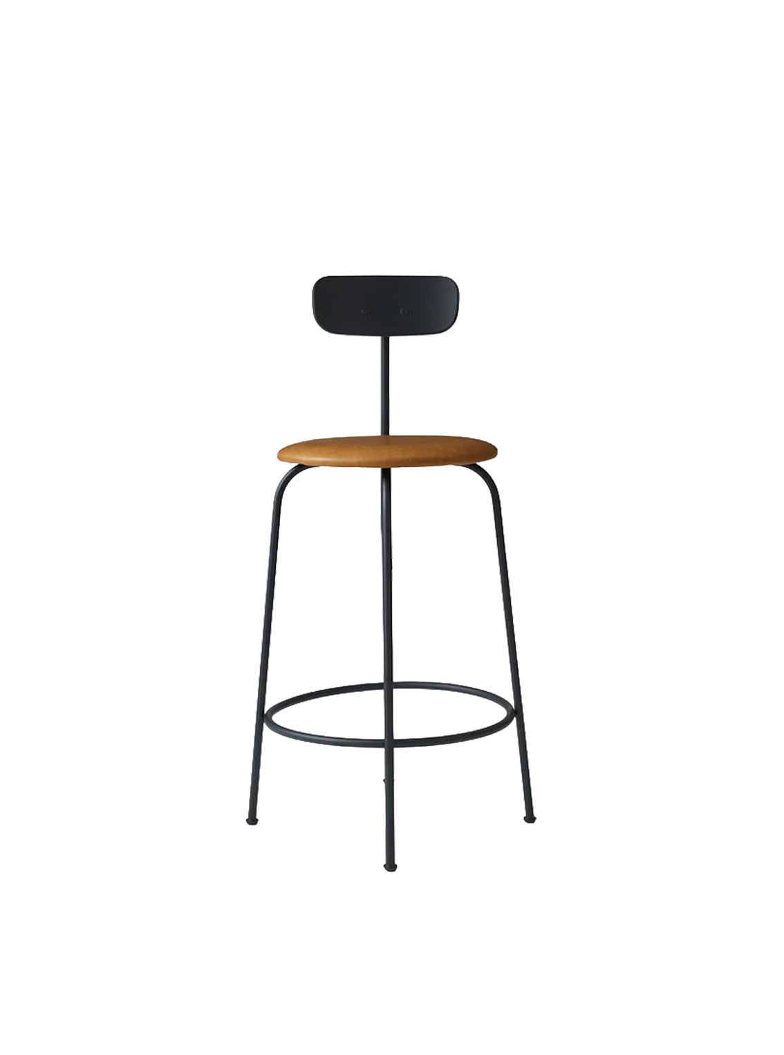 Afteroom Counter Chair,  Upholstered Seat,  Black Steel / Dunes Cognac 21000