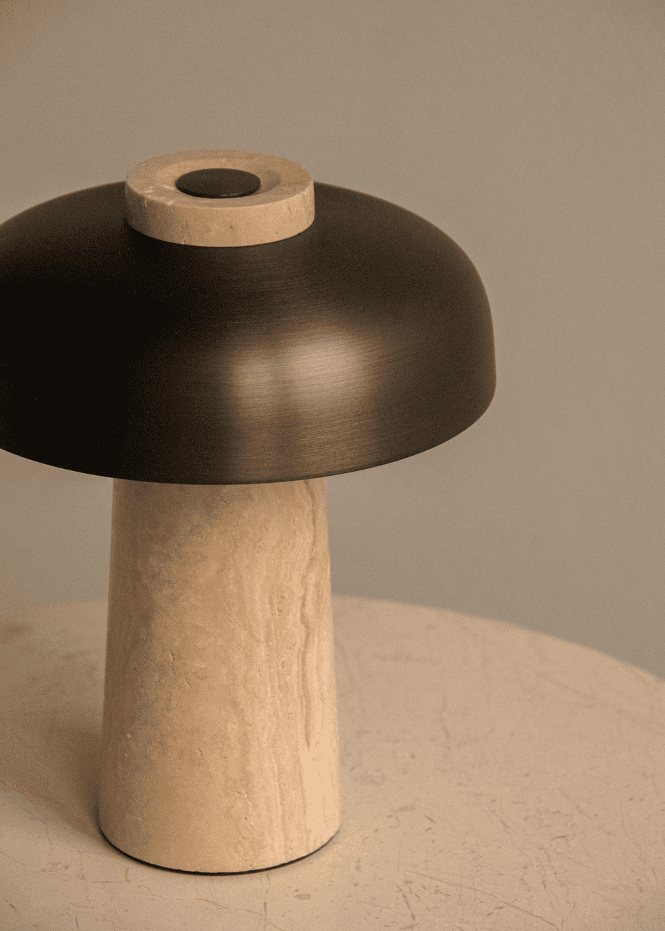 Reverse Portable Lamp, Travertine, Bronzed