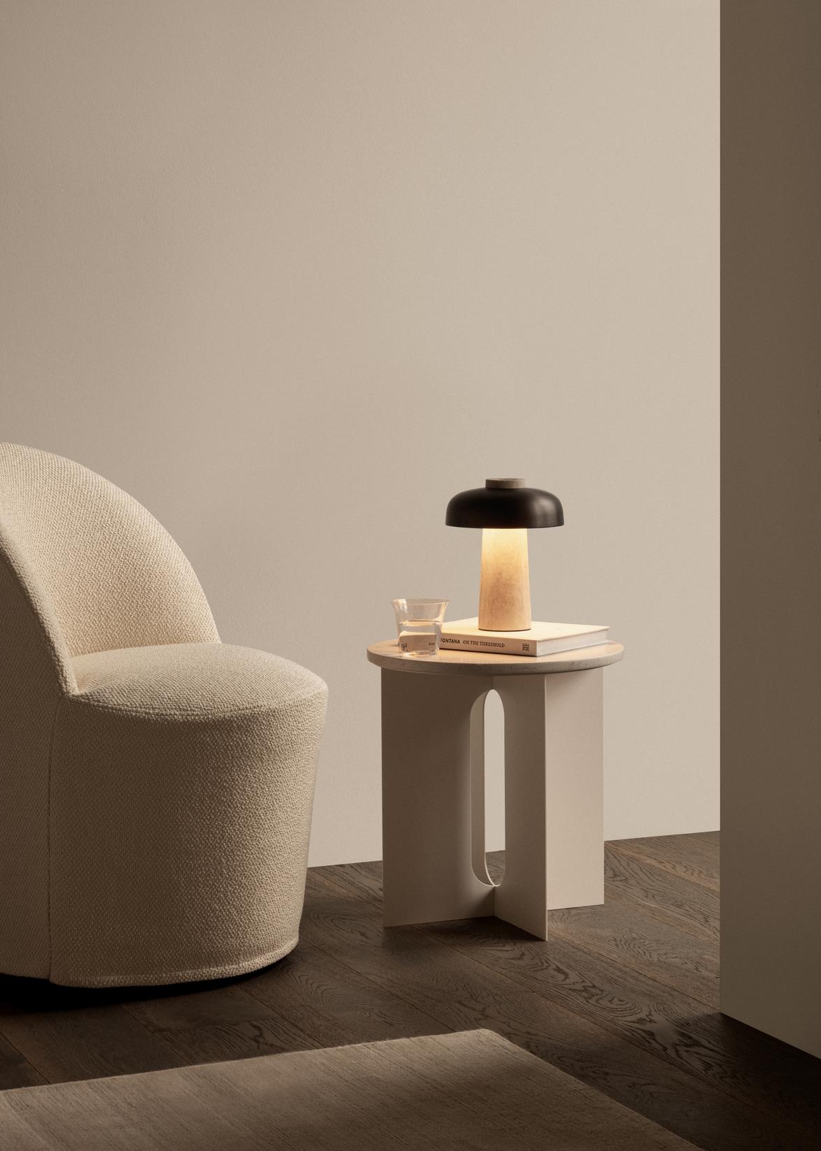 Reverse Portable Lamp, Travertine, Bronzed