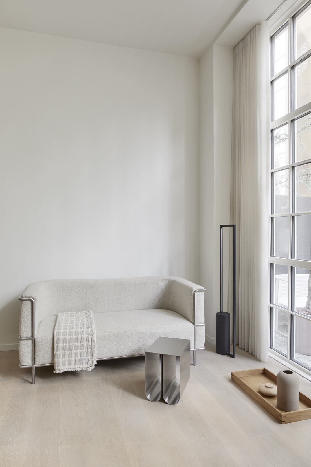 Curved Side Table, Stainless Steel