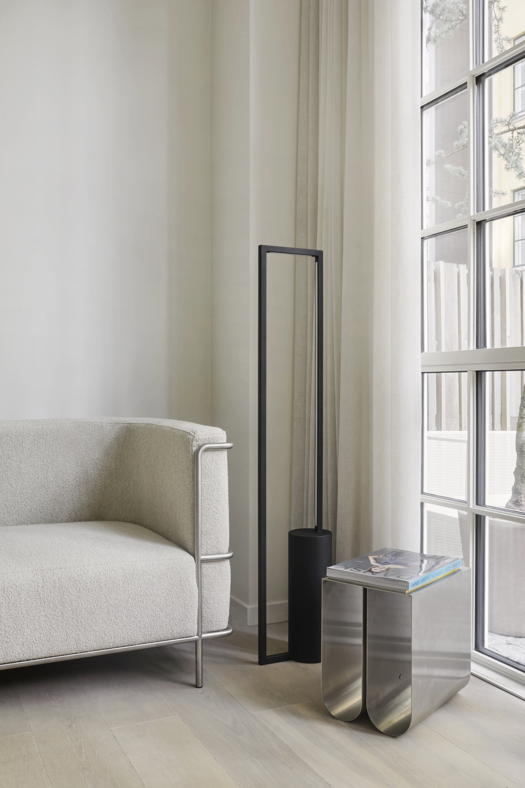 Curved Side Table, Stainless Steel