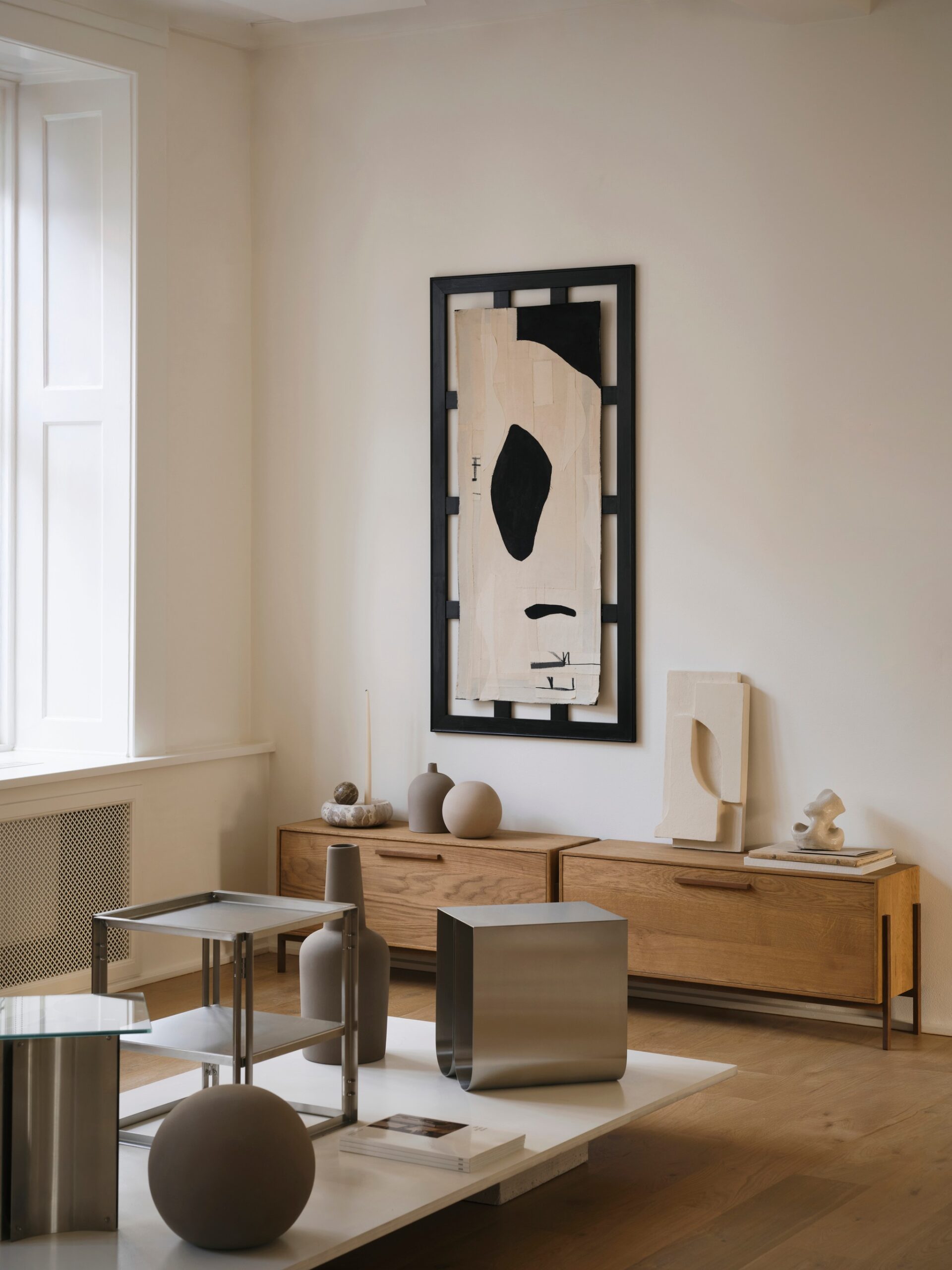 Curved Side Table, Stainless Steel