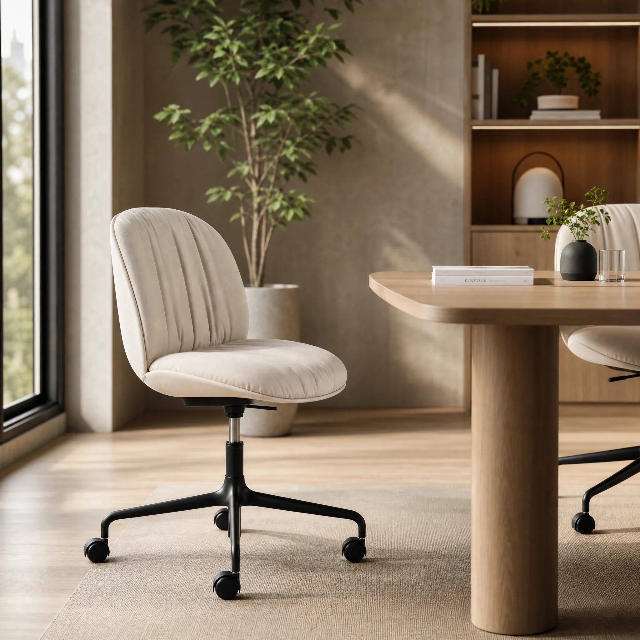 Beetle Soft Meeting Chair, Fully Upholstered, Black Matt Base, Height adjustable 4-star base w. castors