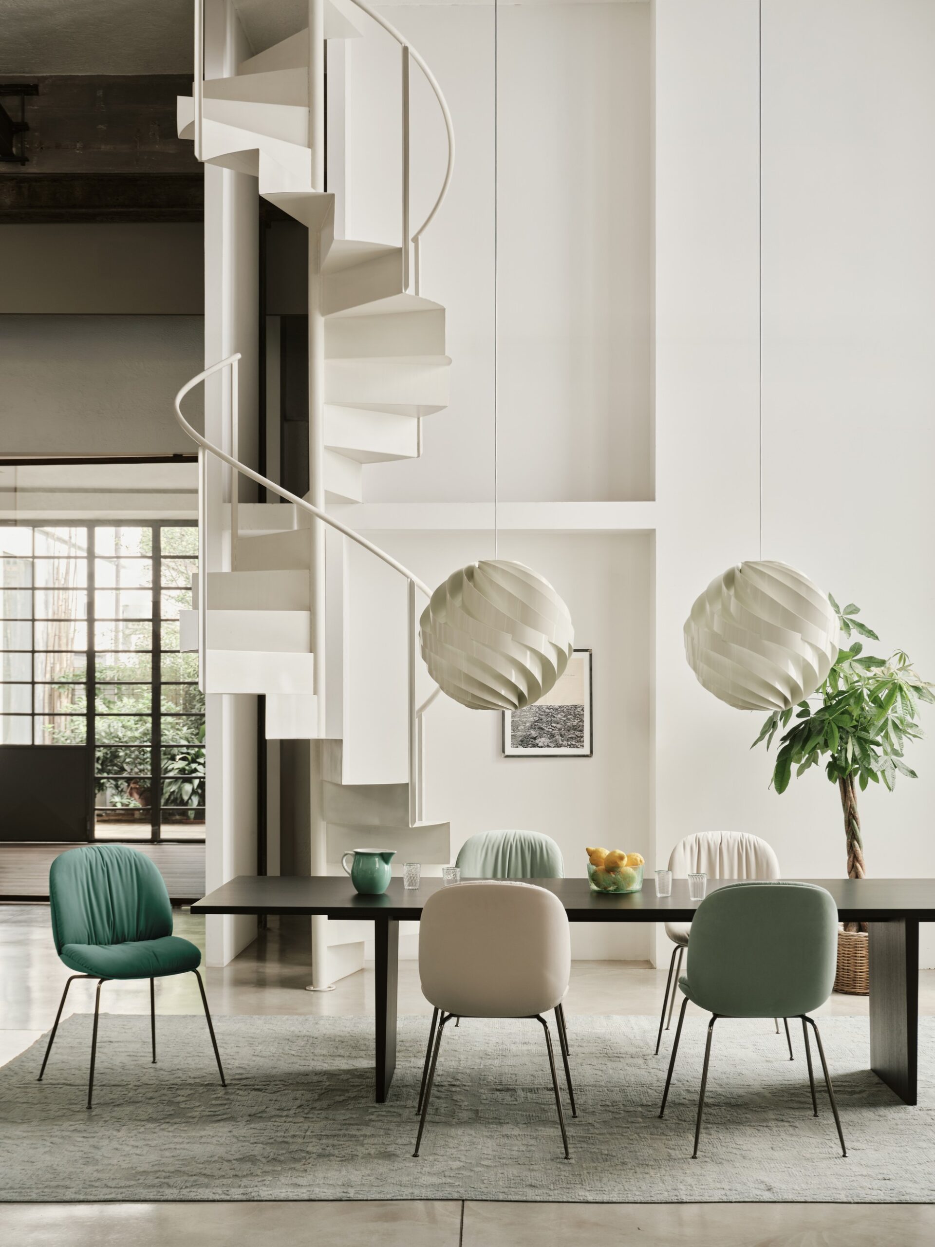 Beetle Soft Dining Chair, Fully Upholstered, Black Chrome Base