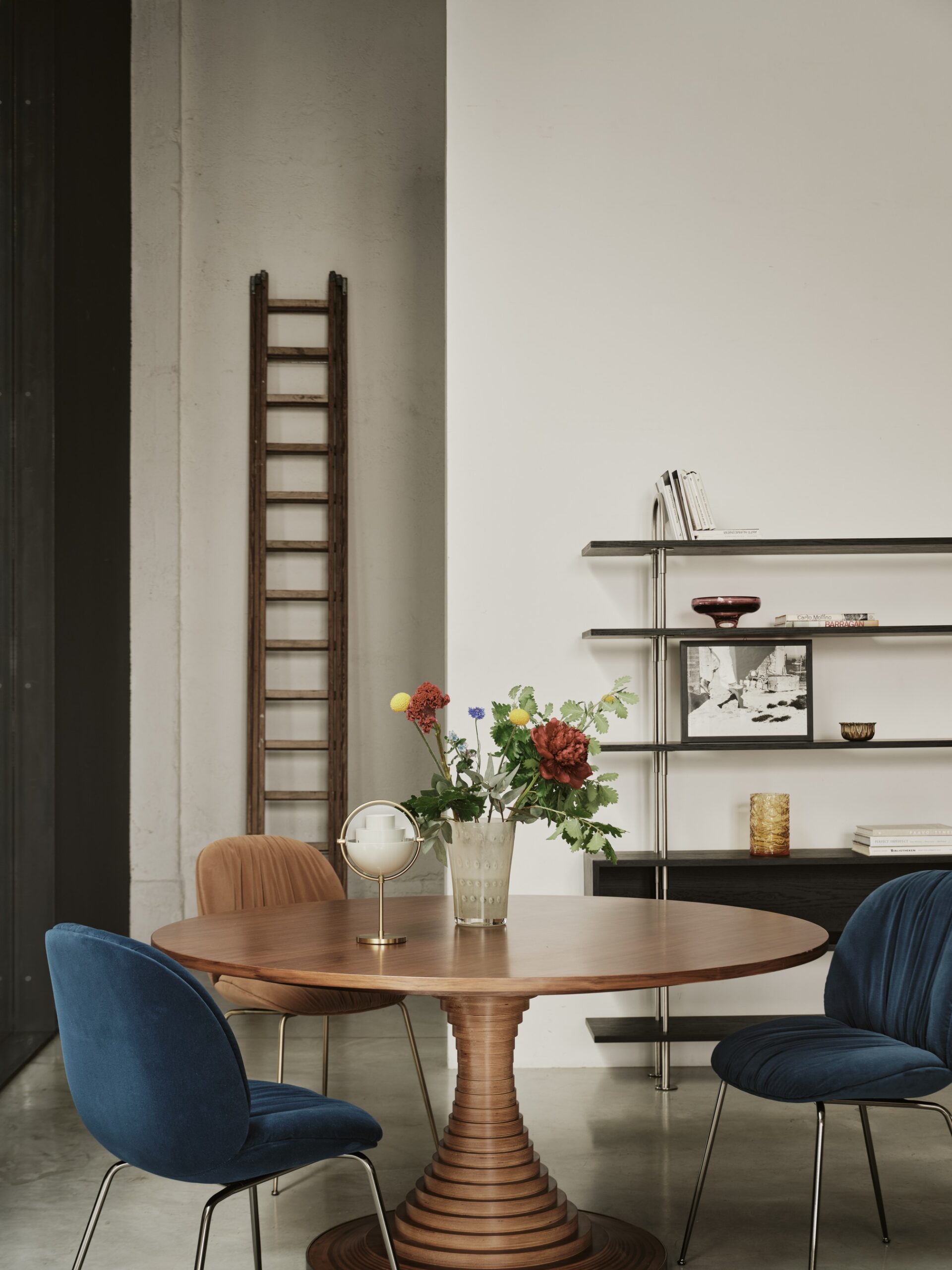 Beetle Soft Dining Chair, Fully Upholstered, Antique Brass Base